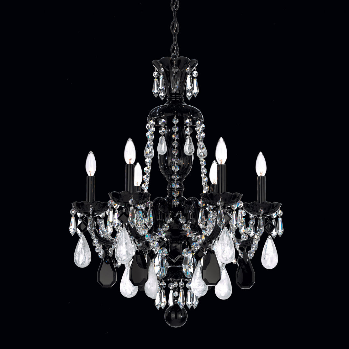 Schonbek - 5535BK - Six Light Chandelier - Hamilton Rock Crystal - Jet Black