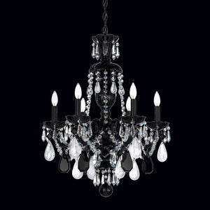 Schonbek - 5535BK - Six Light Chandelier - Hamilton Rock Crystal - Jet Black