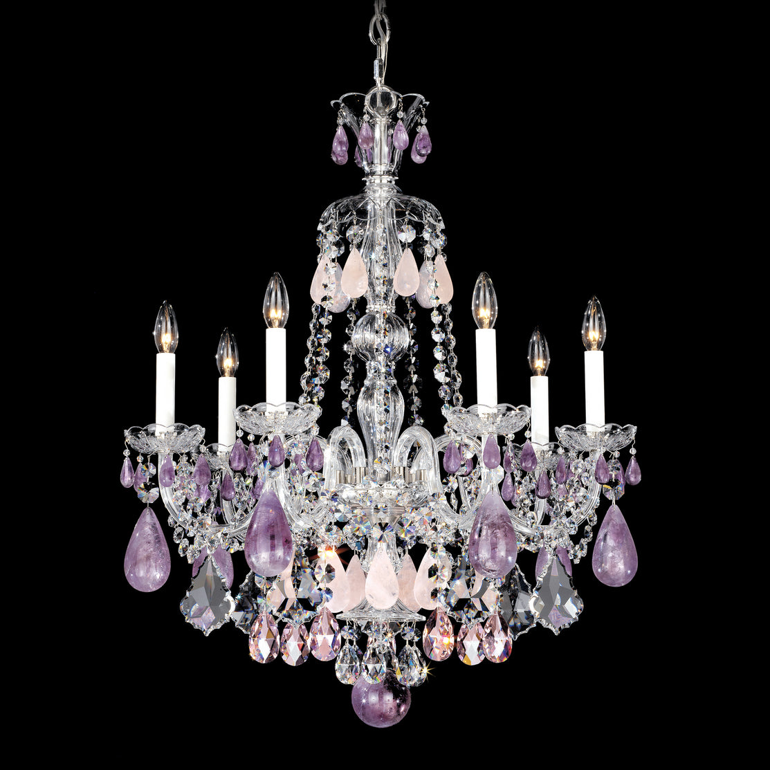 Schonbek - 5536AM - Seven Light Chandelier - Hamilton Rock Crystal - Polished Silver