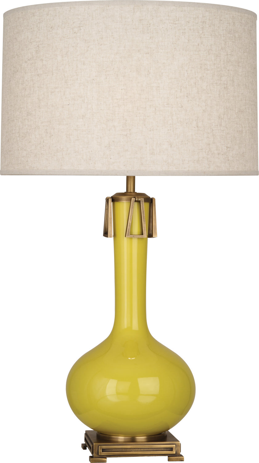 Robert Abbey - CI992 - One Light Table Lamp - Athena - Citron Glazed Ceramic w/Aged Brass