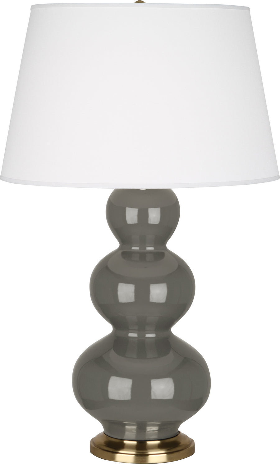 Robert Abbey - CR40X - One Light Table Lamp - Triple Gourd - Ash Glazed Ceramic w/Antique Natural Brass