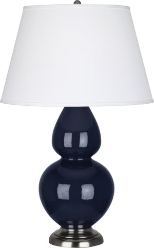 Robert Abbey - MB22X - One Light Table Lamp - Double Gourd - Midnight Blue Glazed Ceramic w/Antique Silver