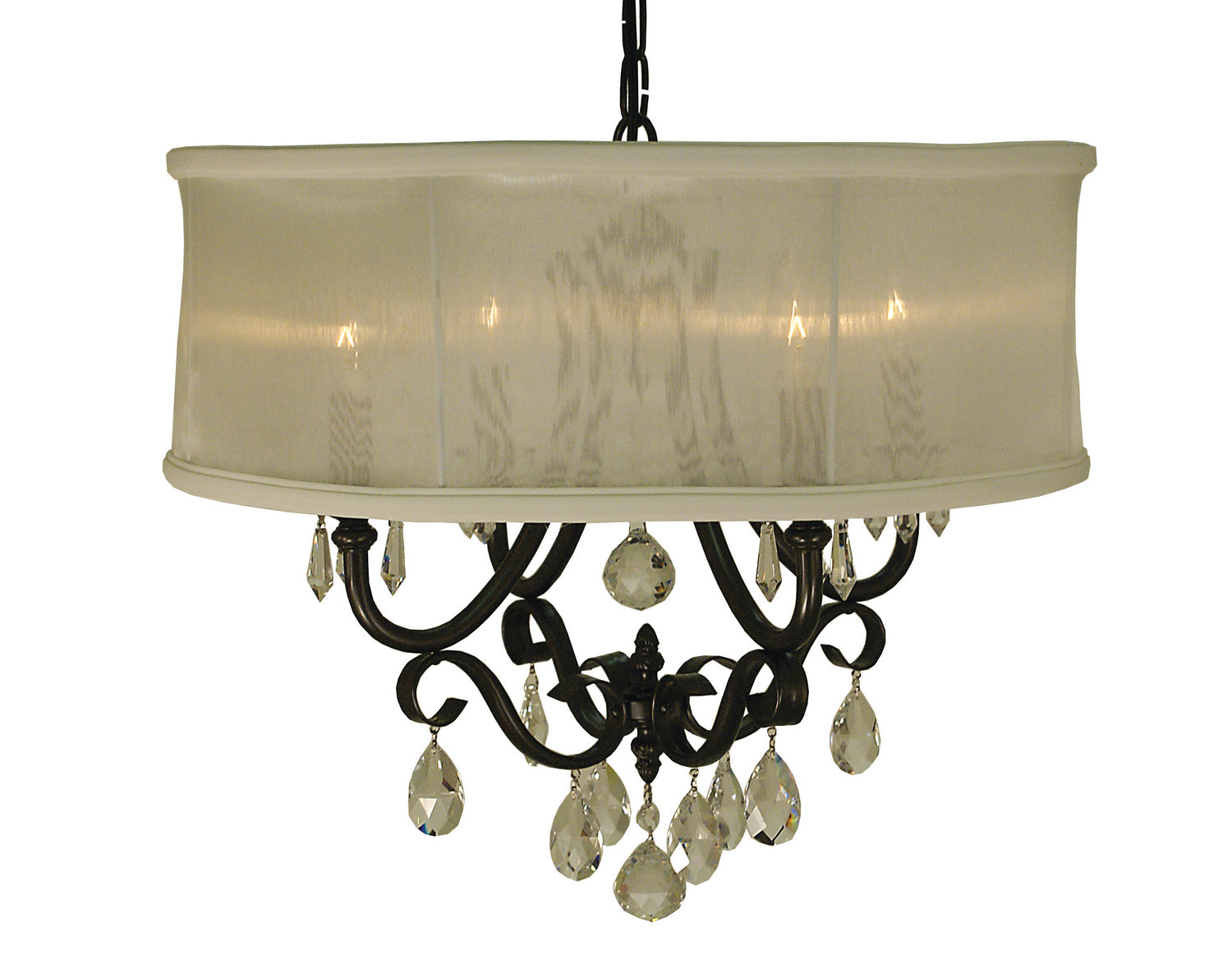 Framburg - 1234 MB/SC - Four Light Chandelier - Liebestraum - Mahogany Bronze with Sheer Cream Shade