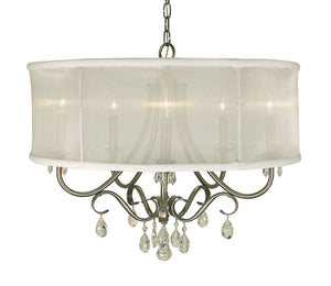 Framburg - 1236 BN/SC - Five Light Chandelier - Liebestraum - Brushed Nickel with Sheer Cream Shade