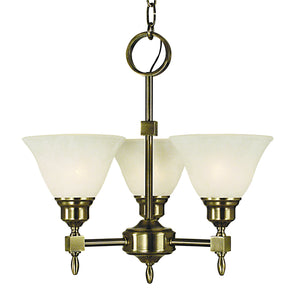 Framburg - 2438 AB/WH - Three Light Chandelier - Taylor - Antique Brass with White Marble Glass Shade