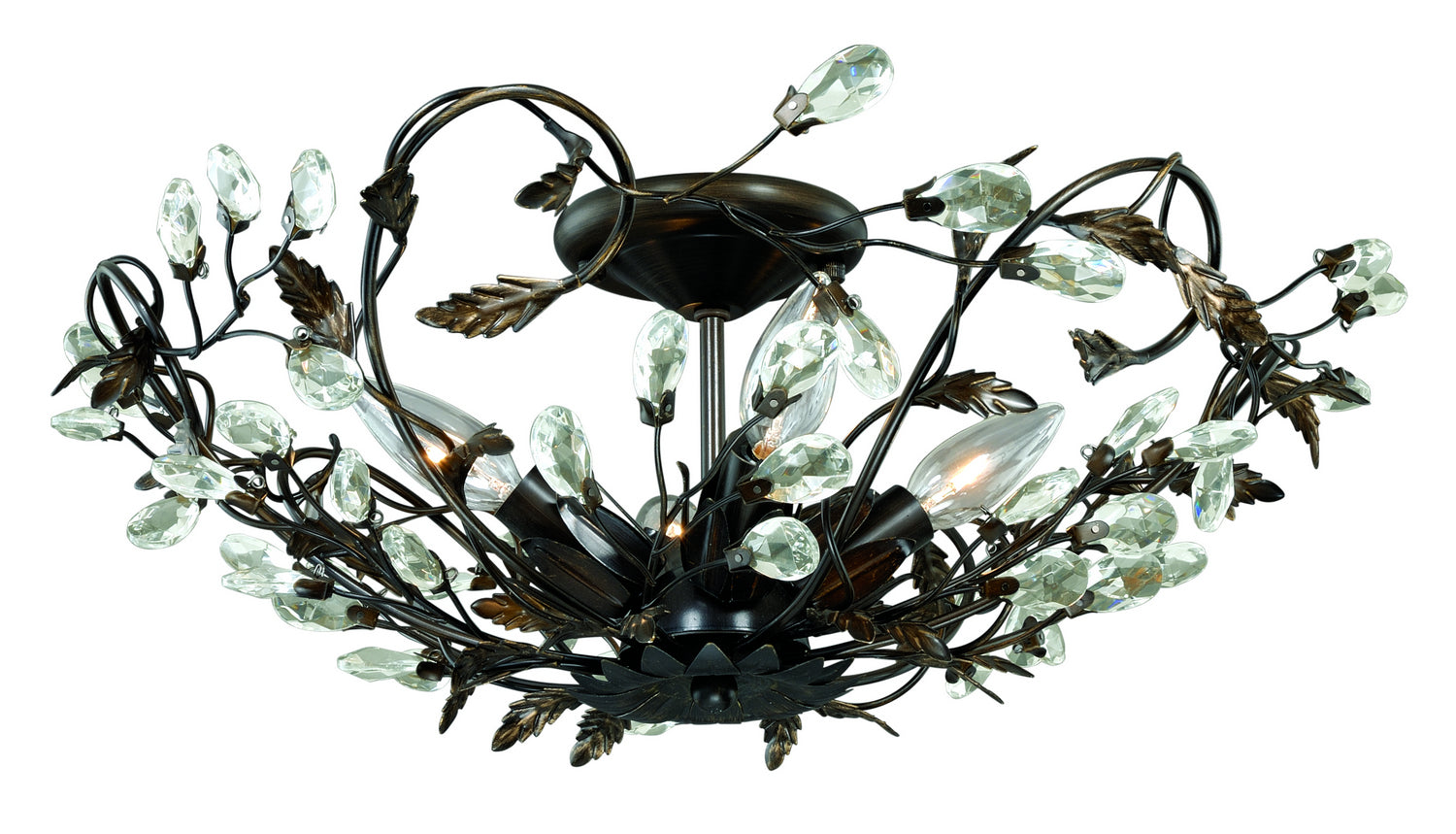 Vaxcel - C0023 - Four Light Semi Flush Mount - Jardin - Architectural Bronze and Gold Accents