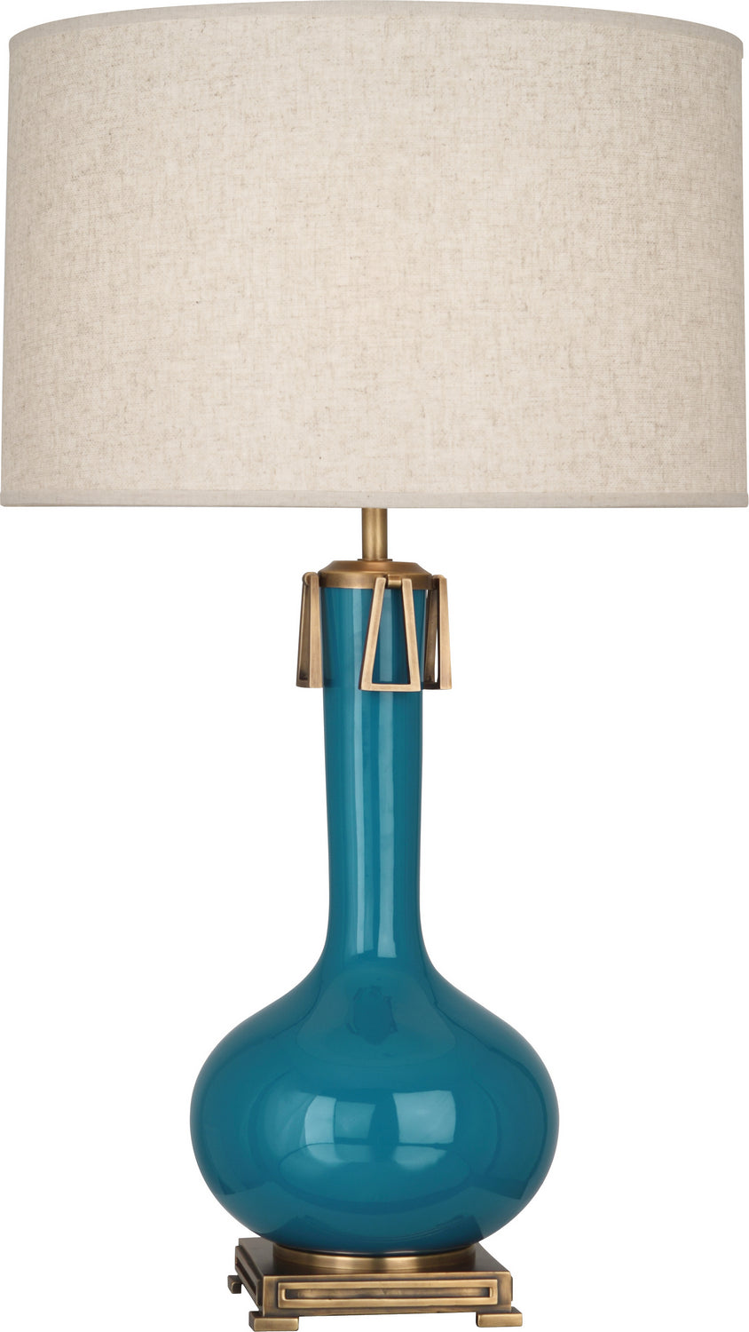 Robert Abbey - PC992 - One Light Table Lamp - Athena - Peacock Glazed Ceramic w/Aged Brass