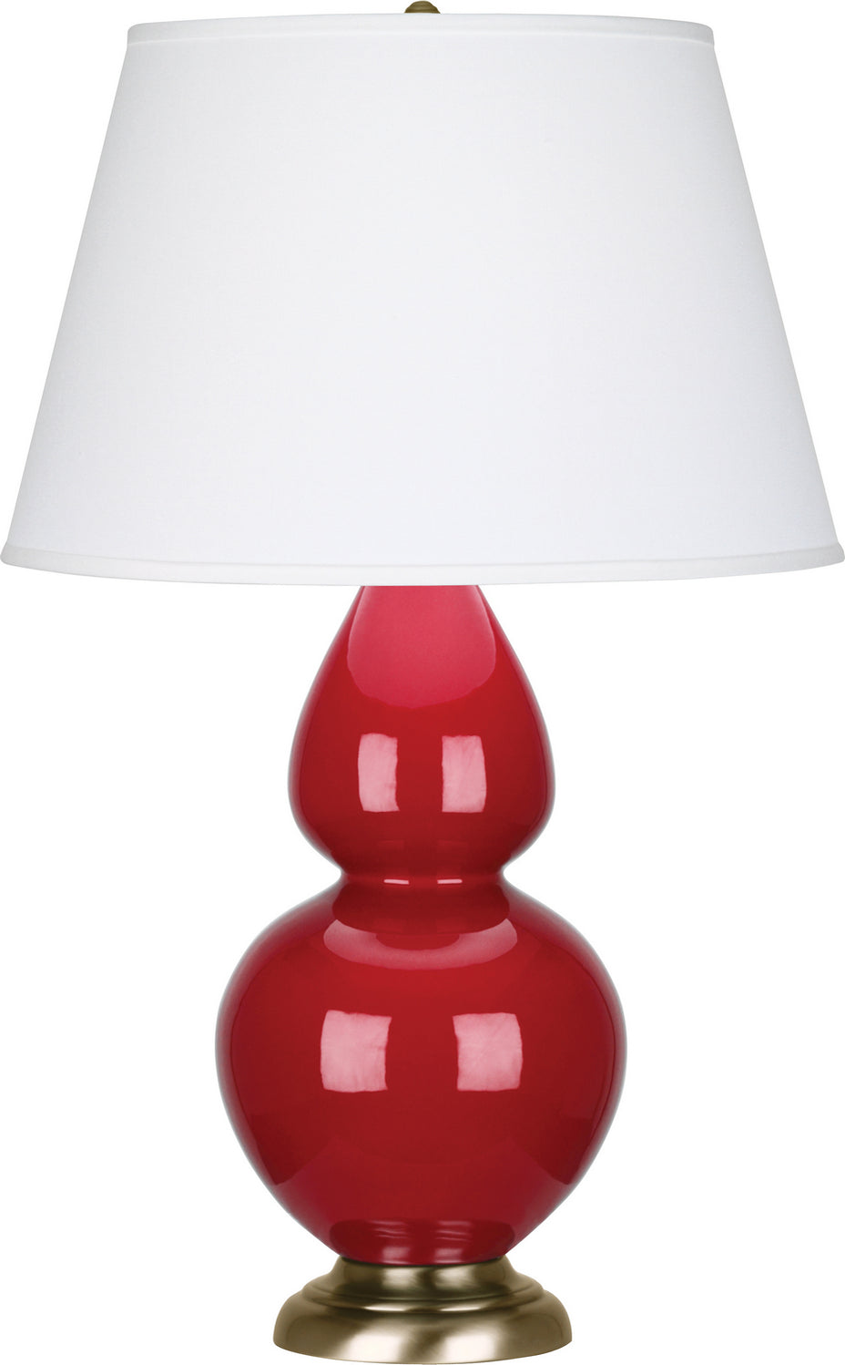 Robert Abbey - RR20X - One Light Table Lamp - Double Gourd - Ruby Red Glazed Ceramic w/Antique Natural Brass