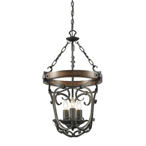 Golden - 1821-3P BI - Three Light Pendant - Madera BI - Black Iron