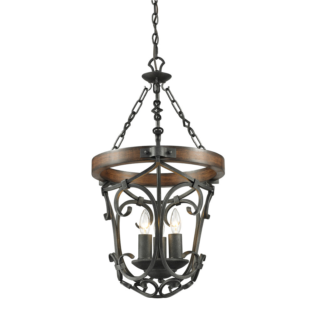 Golden - 1821-3P BI - Three Light Pendant - Madera BI - Black Iron