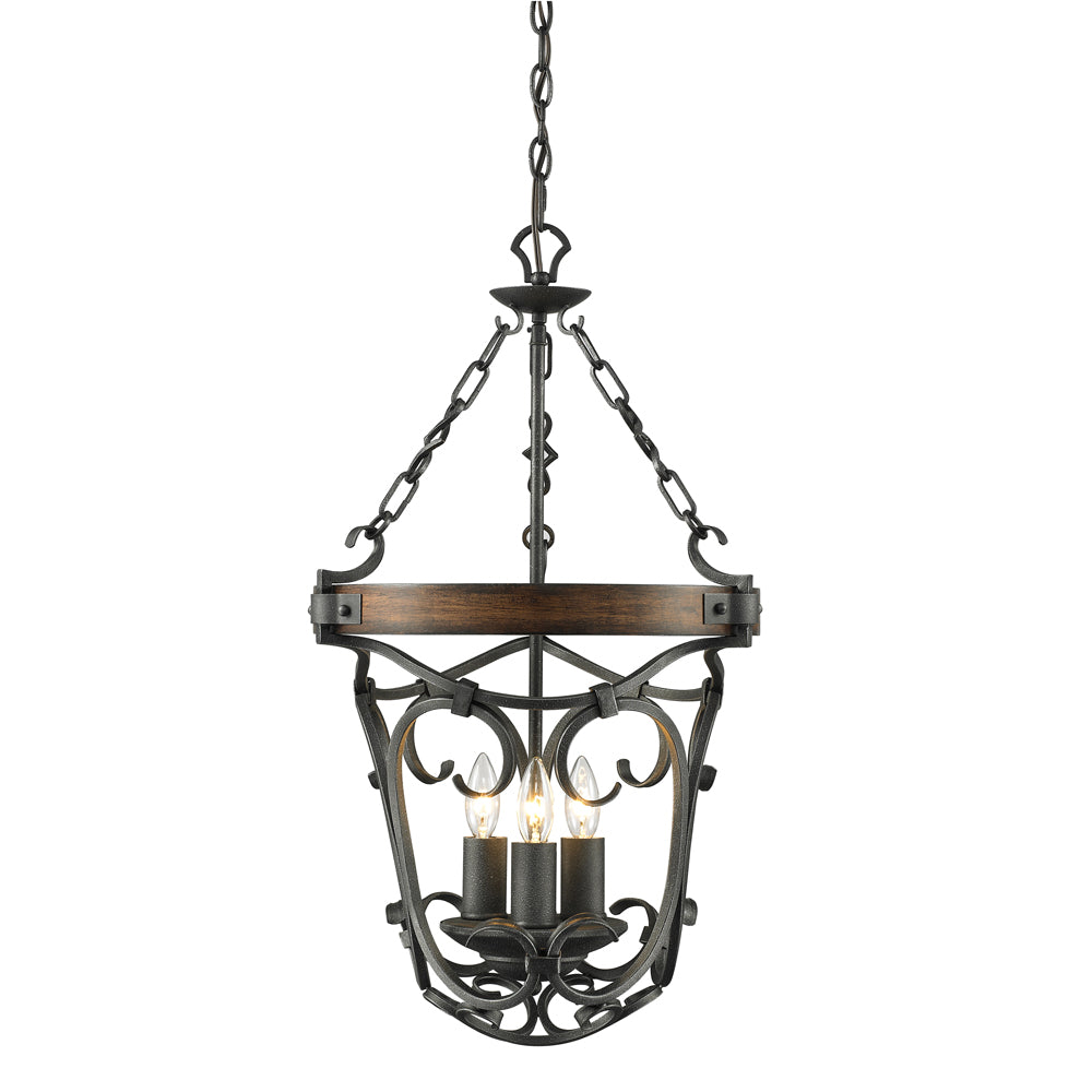 Golden - 1821-3P BI - Three Light Pendant - Madera BI - Black Iron