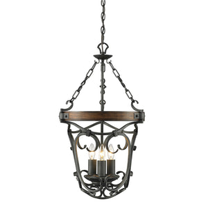 Golden - 1821-3P BI - Three Light Pendant - Madera BI - Black Iron