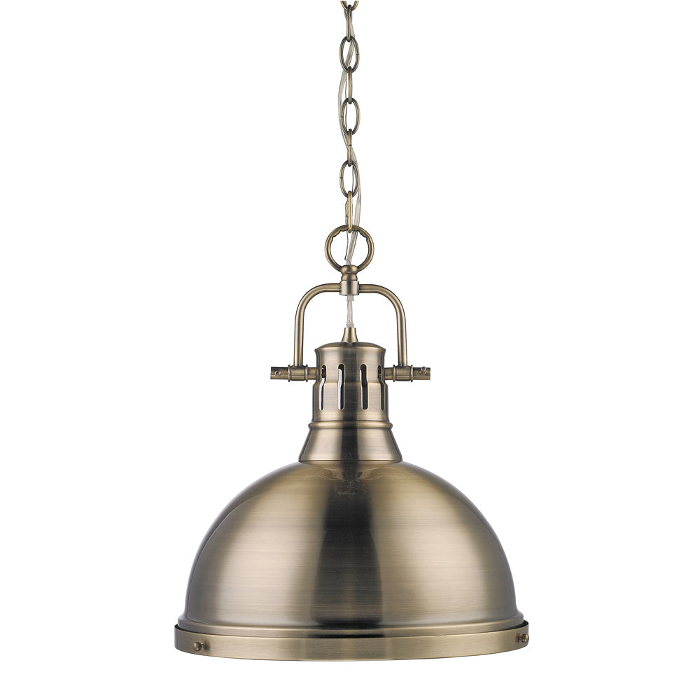 Golden - 3602-L AB-AB - One Light Pendant - Duncan AB - Aged Brass