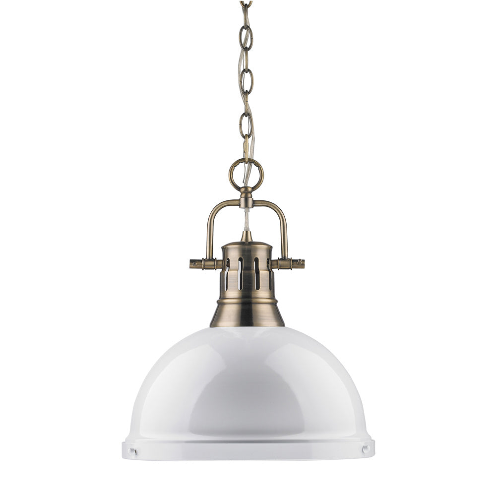 Golden - 3602-L AB-WH - One Light Pendant - Duncan AB - Aged Brass