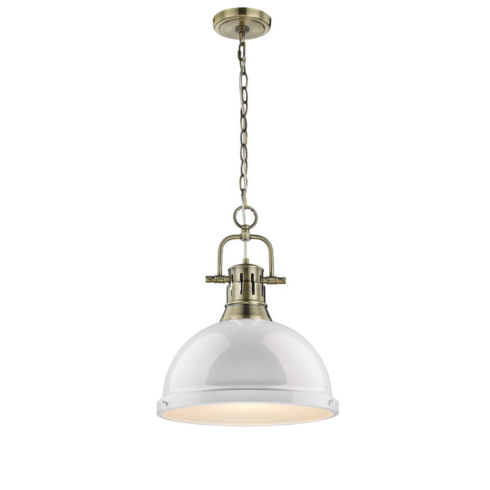 Golden - 3602-L AB-WH - One Light Pendant - Duncan AB - Aged Brass