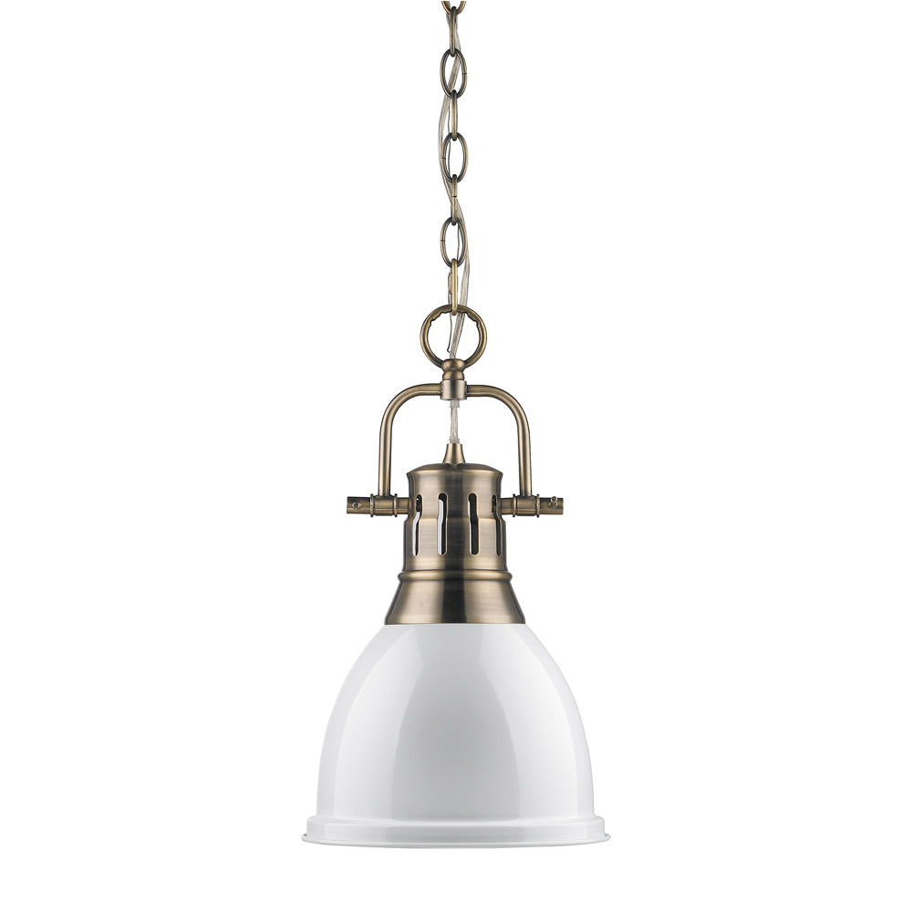 Golden - 3602-S AB-WH - One Light Pendant - Duncan AB - Aged Brass