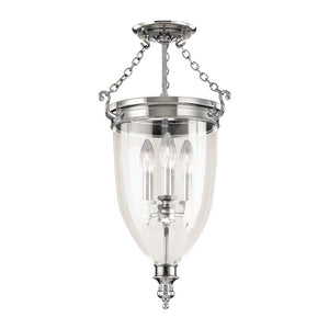 Hudson Valley - 141-PN - Three Light Semi Flush Mount - Hanover - Polished Nickel