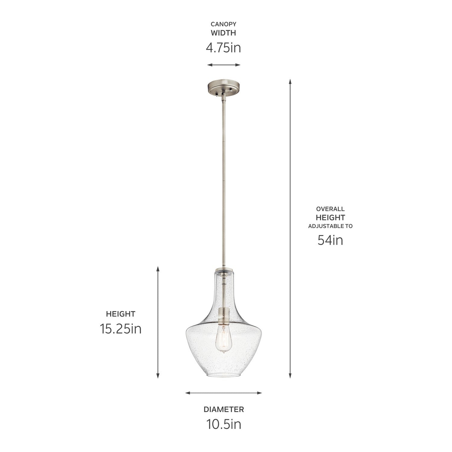Kichler - 42141NICS - One Light Pendant - Everly - Brushed Nickel