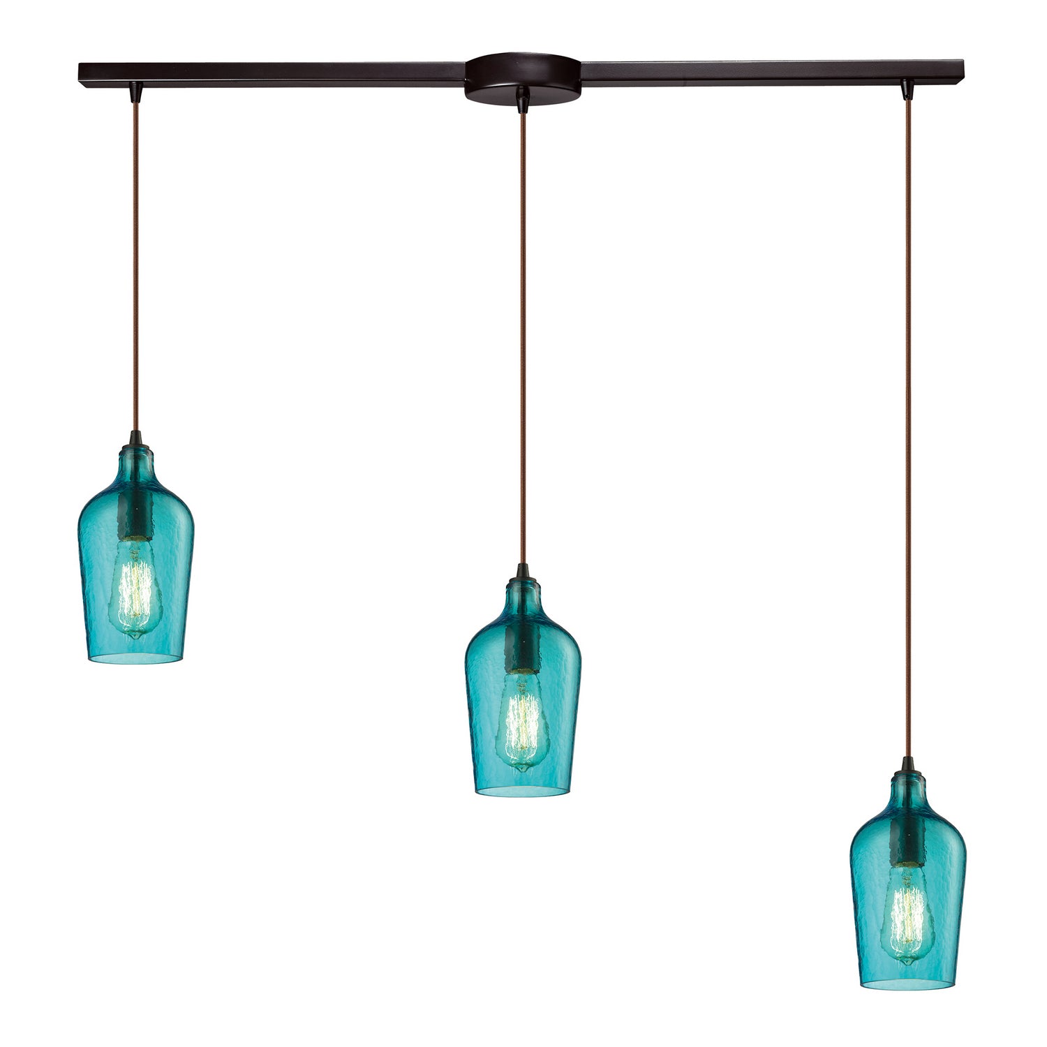 ELK Home - 10331/3L-HAQ - Three Light Pendant - Hammered Glass - Oil Rubbed Bronze