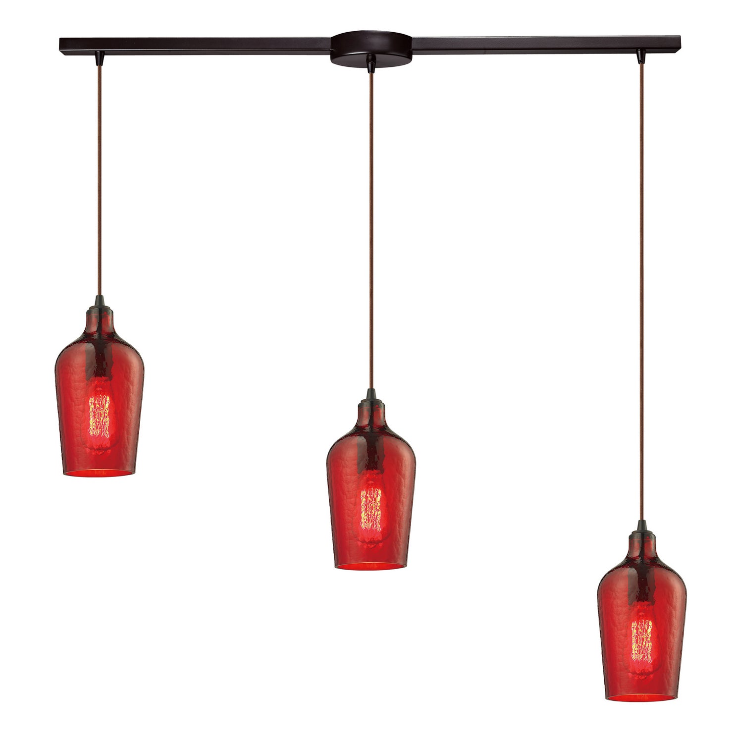 ELK Home - 10331/3L-HRD - Three Light Pendant - Hammered Glass - Oil Rubbed Bronze