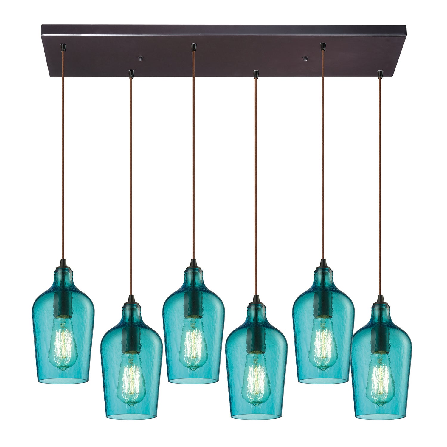 ELK Home - 10331/6RC-HAQ - Six Light Pendant - Hammered Glass - Oil Rubbed Bronze