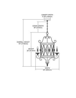 ELK Home - 19103/4 - Four Light Chandelier - Mariana - Silver