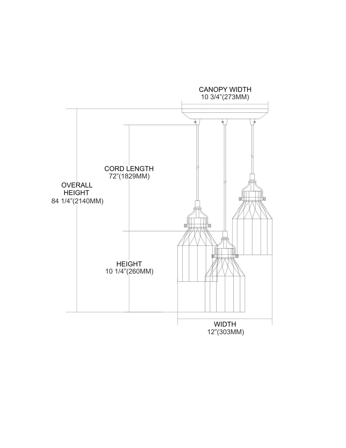 ELK Home - 46019/3 - Three Light Pendant - Danica - Polished Chrome