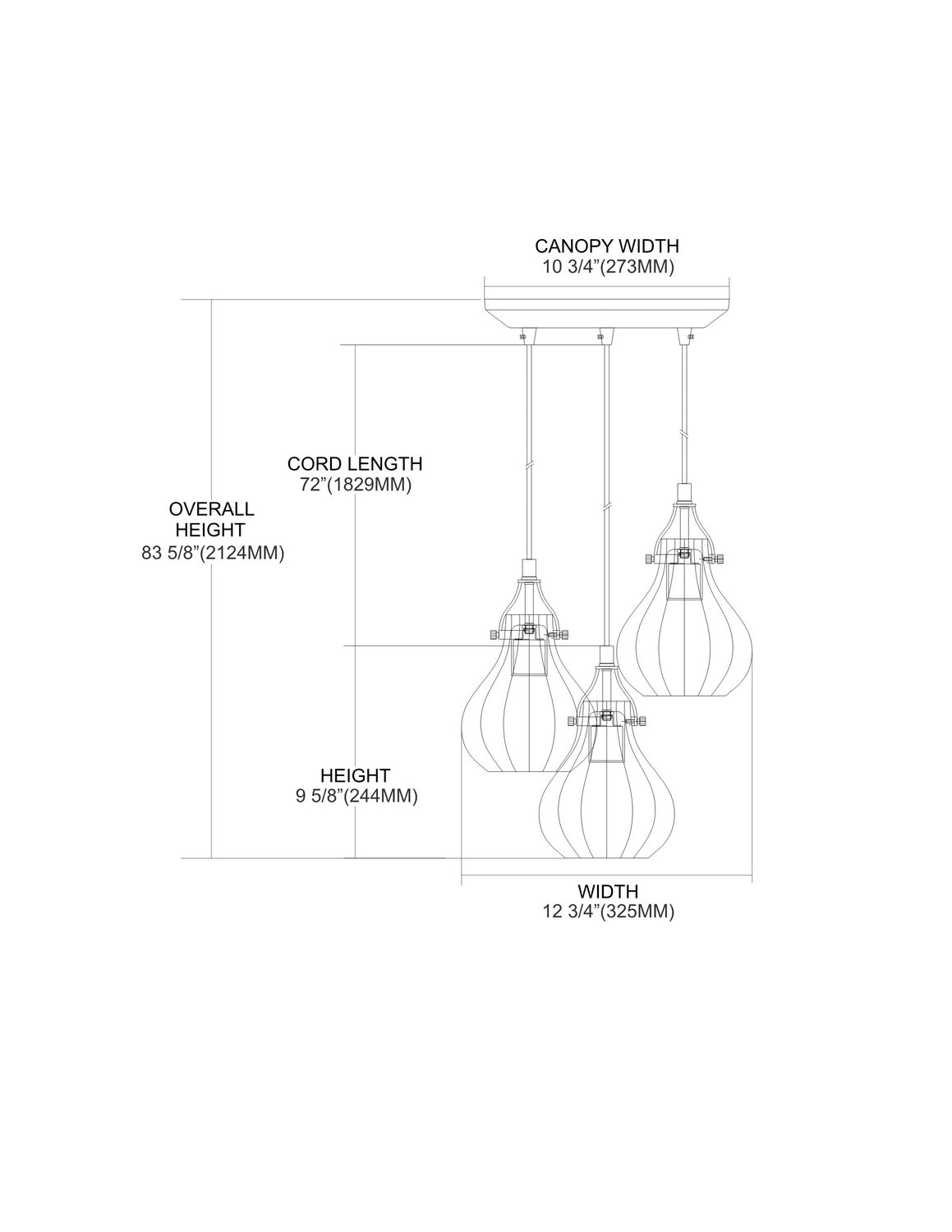 ELK Home - 46024/3 - Three Light Pendant - Danica - Oil Rubbed Bronze