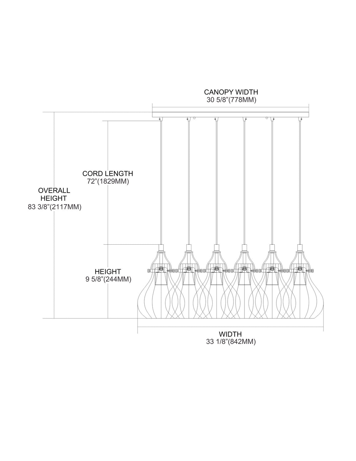 ELK Home - 46024/6RC - Six Light Pendant - Danica - Oil Rubbed Bronze