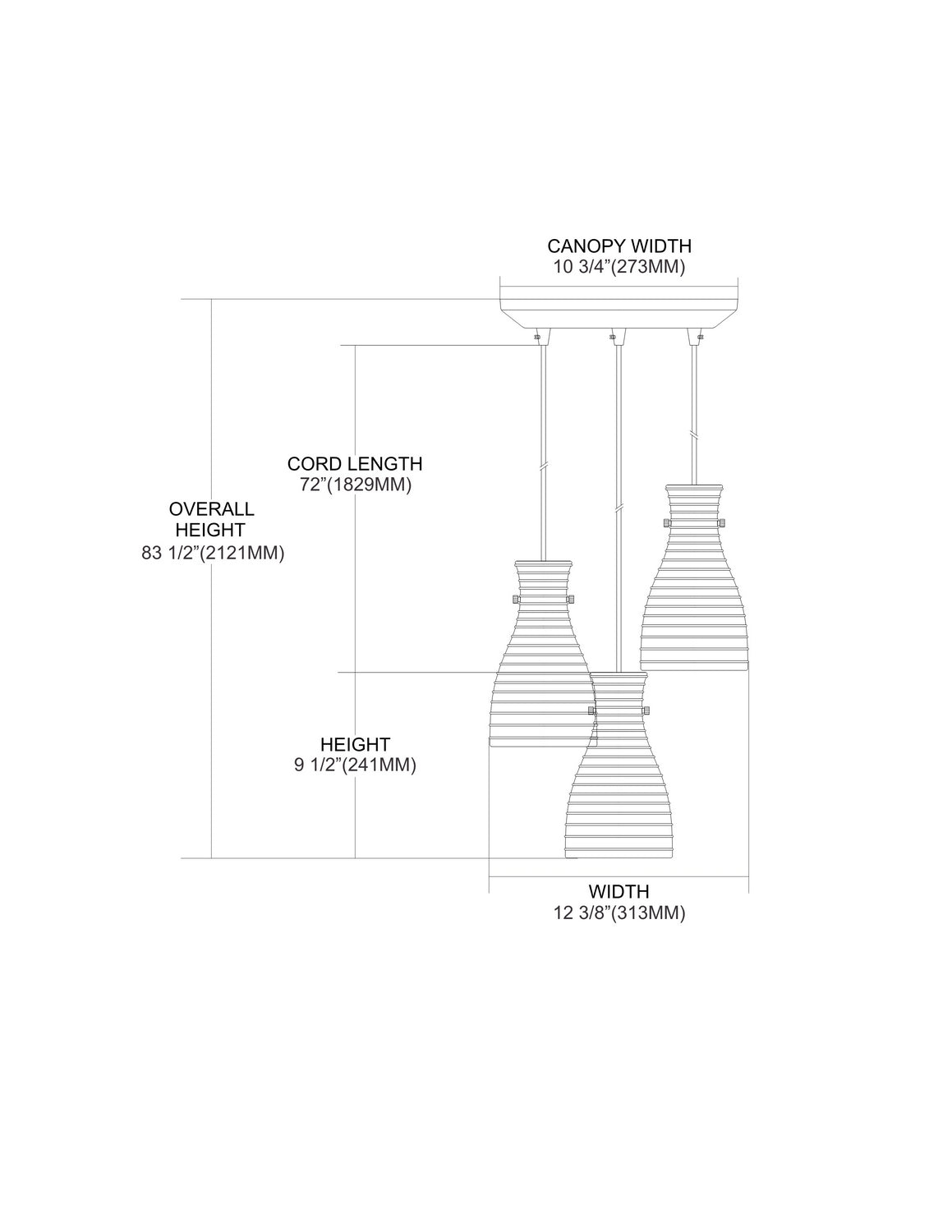 ELK Home - 46107/3 - Three Light Pendant - Strata - Polished Chrome