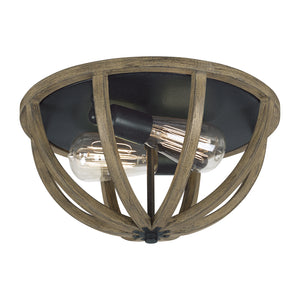 Visual Comfort Studio - FM400WOW/AF - Two Light Flush Mount - Allier - Weathered Oak Wood / Antique Forged Iron