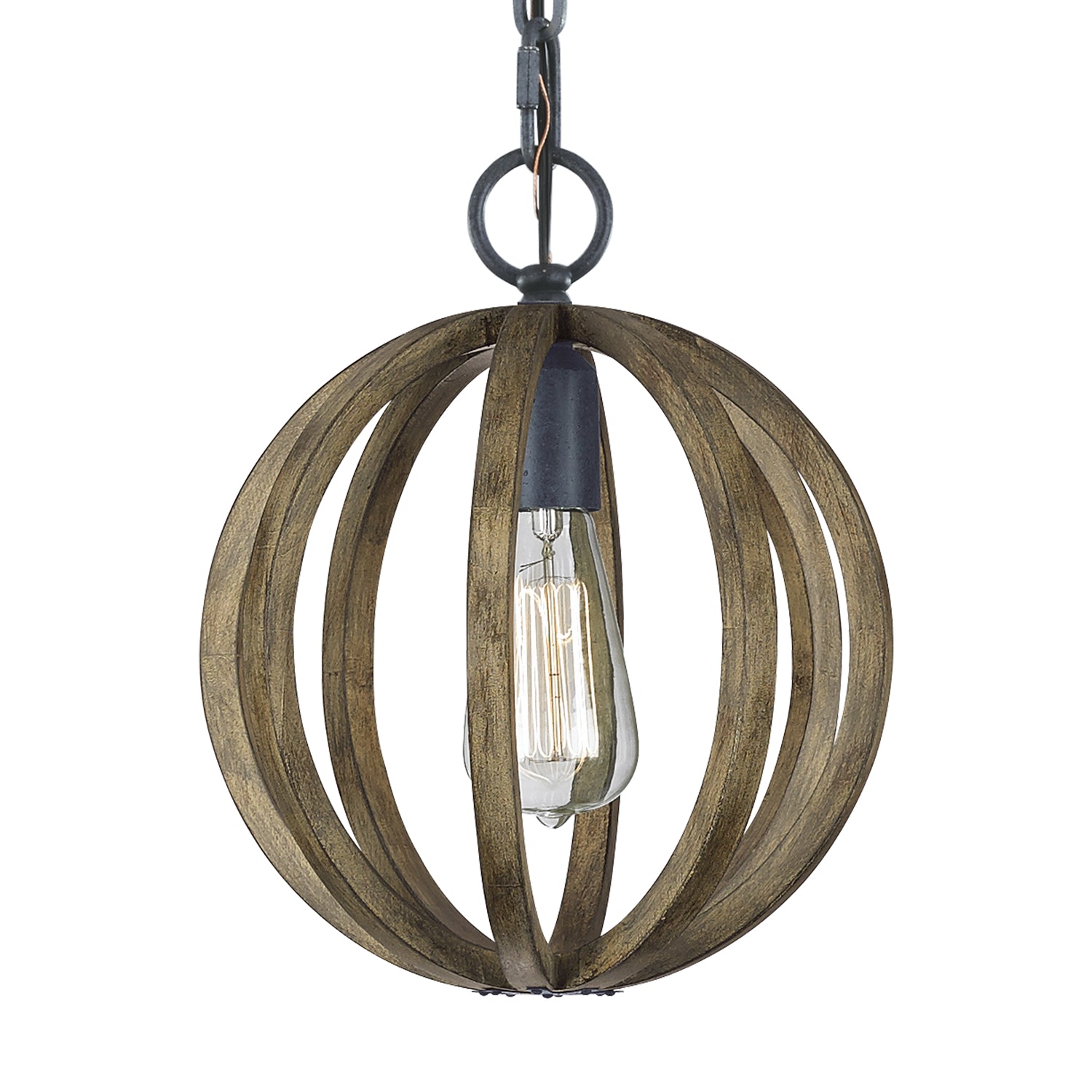 Visual Comfort Studio - P1302WOW/AF - One Light Mini Pendant - Allier - Weathered Oak Wood / Antique Forged Iron