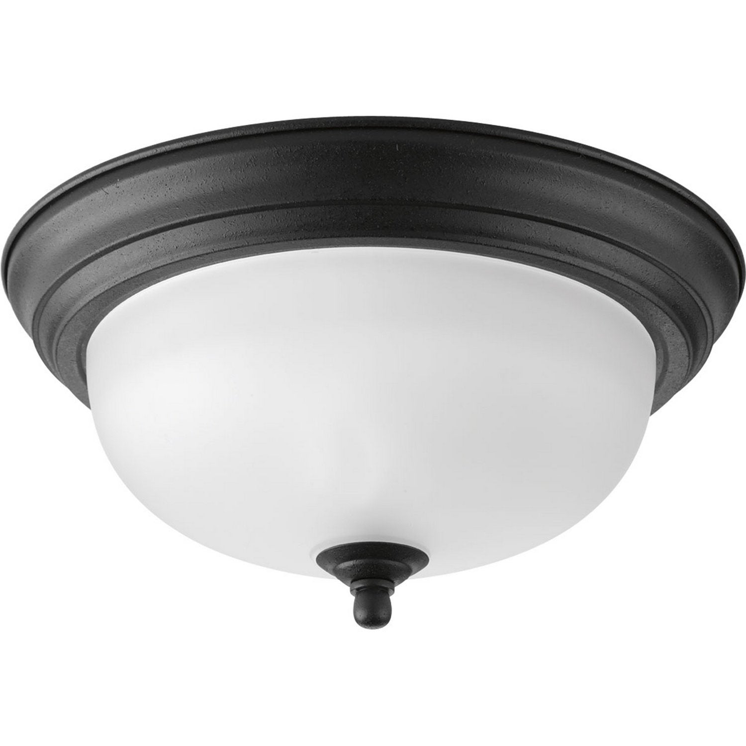 Progress Lighting - P3924-80 - One Light Flush Mount - Dome Glass - Alabaster - Forged Black