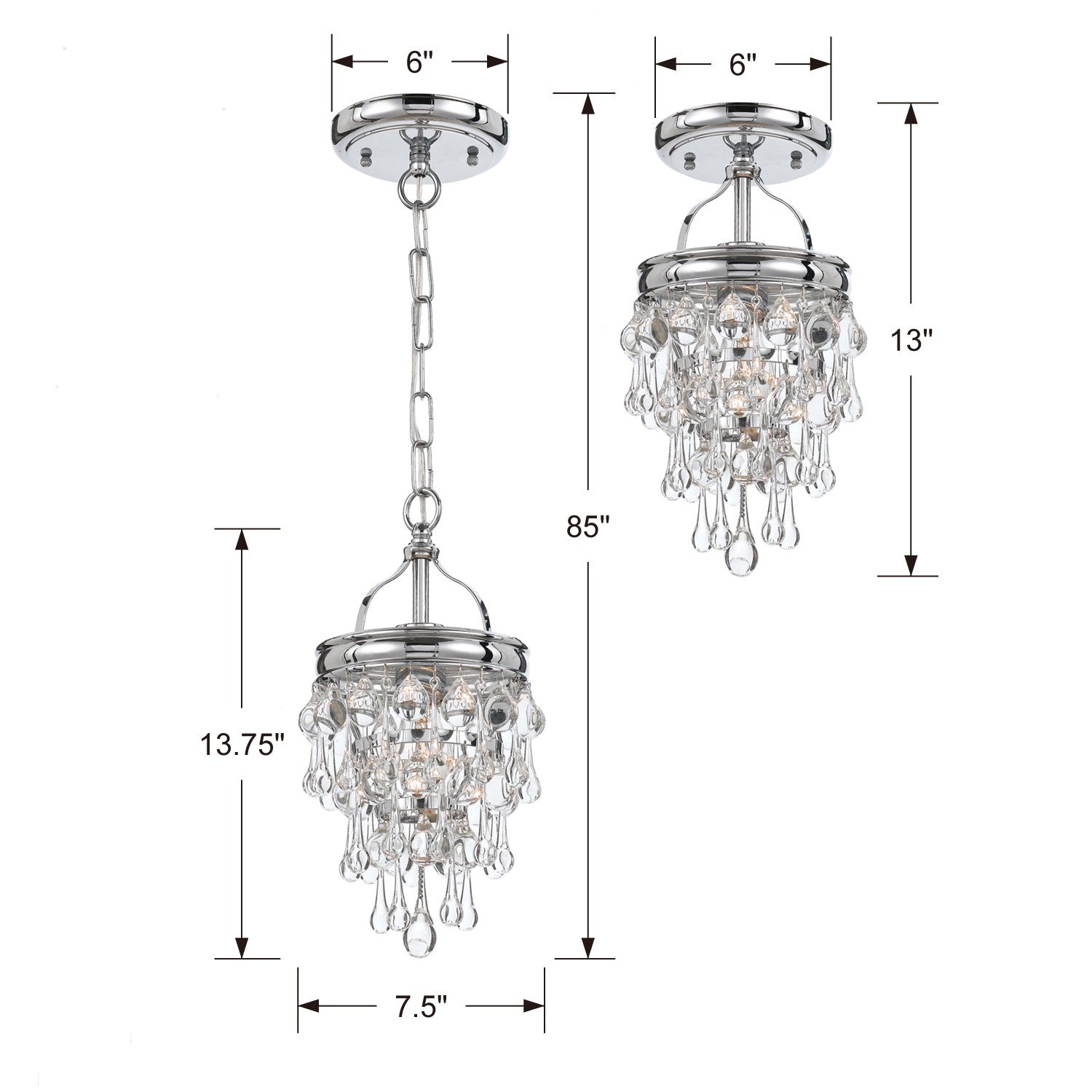 Crystorama - 131-CH_CEILING - One Light Semi Flush Mount - Calypso - Polished Chrome