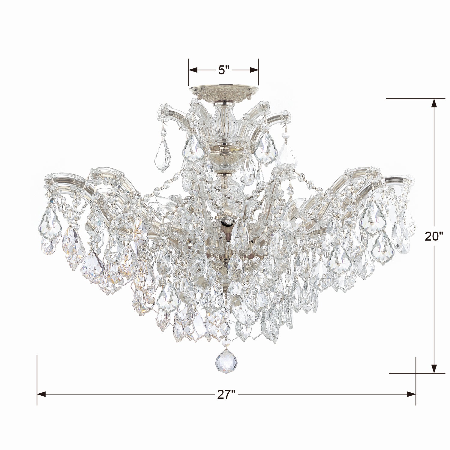 Crystorama - 4439-CH-CL-MWP_CEILING - Six Light Semi Flush Mount - Maria Theresa - Polished Chrome