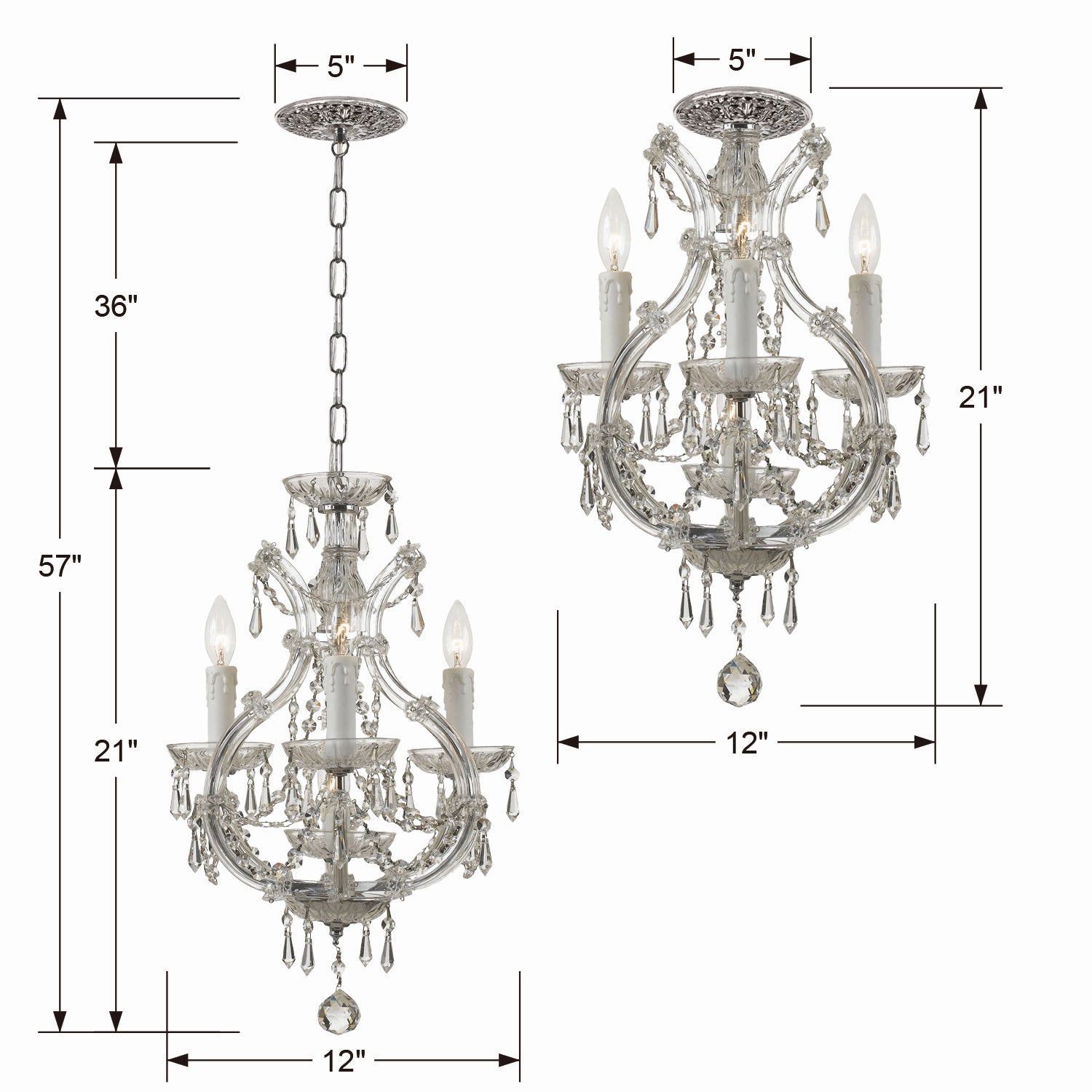 Crystorama - 4473-CH-CL-MWP_CEILING - Four Light Semi Flush Mount - Maria Theresa - Polished Chrome