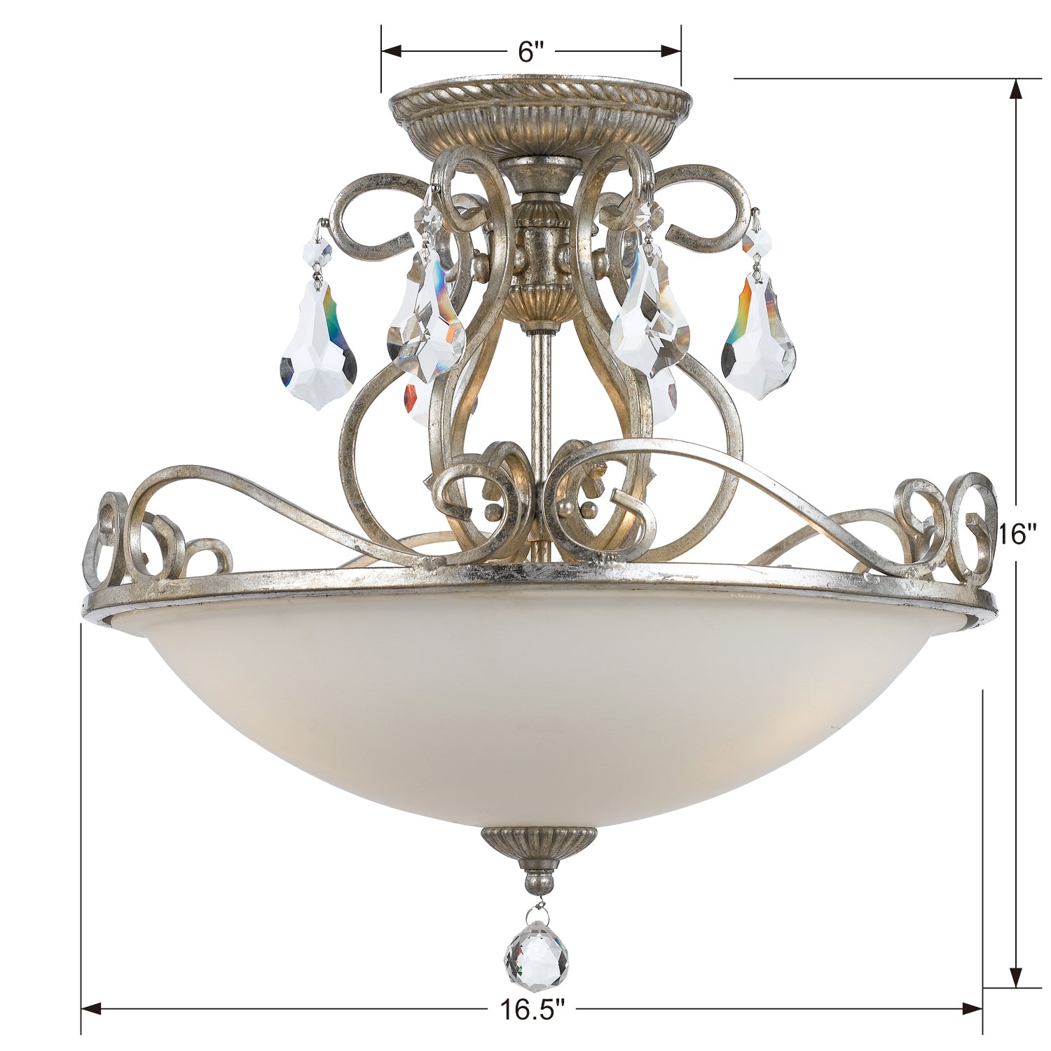 Crystorama - 5010-OS-CL-MWP - Three Light Semi Flush Mount - Ashton - Olde Silver