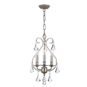 Crystorama - 5013-OS-CL-MWP - Three Light Mini Chandelier - Ashton - Olde Silver