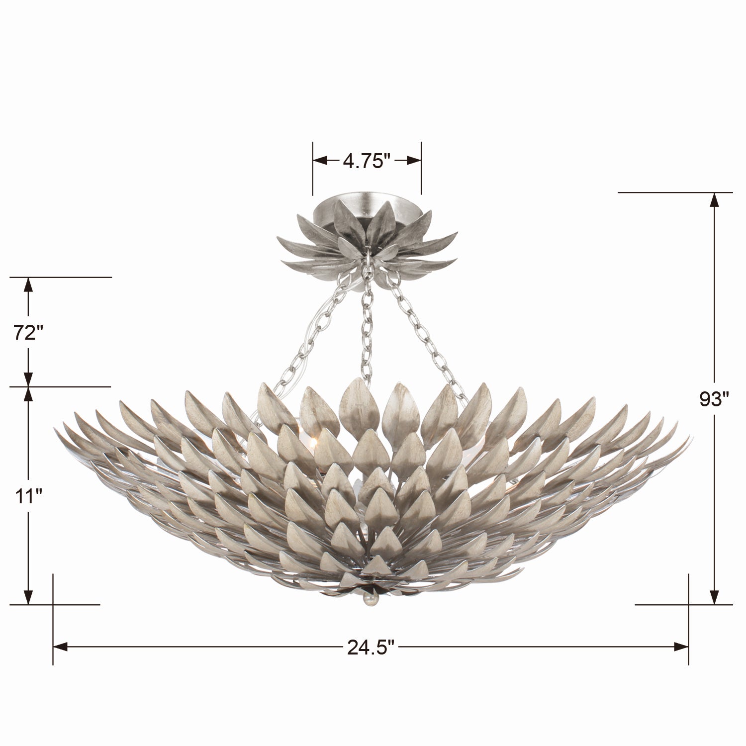 Crystorama - 517-SA_CEILING - Six Light Semi Flush Mount - Broche - Antique Silver