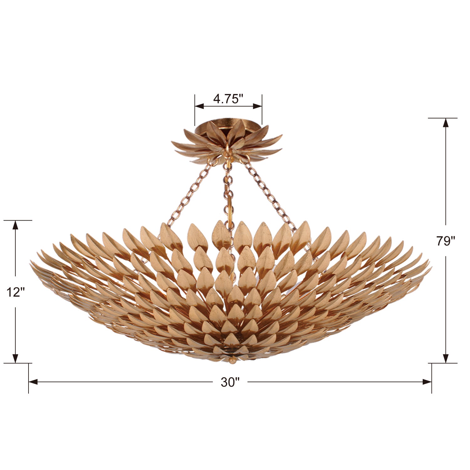 Crystorama - 519-GA_CEILING - Eight Light Semi Flush Mount - Broche - Antique Gold