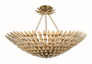 Crystorama - 519-GA_CEILING - Eight Light Semi Flush Mount - Broche - Antique Gold