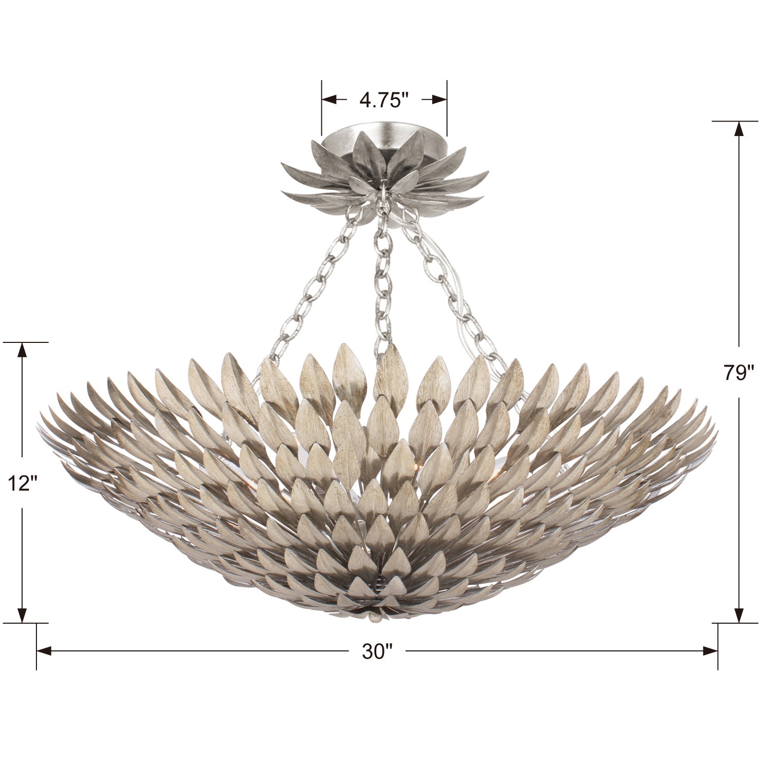 Crystorama - 519-SA_CEILING - Eight Light Semi Flush Mount - Broche - Antique Silver