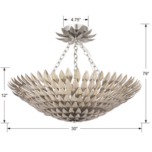 Crystorama - 519-SA_CEILING - Eight Light Semi Flush Mount - Broche - Antique Silver