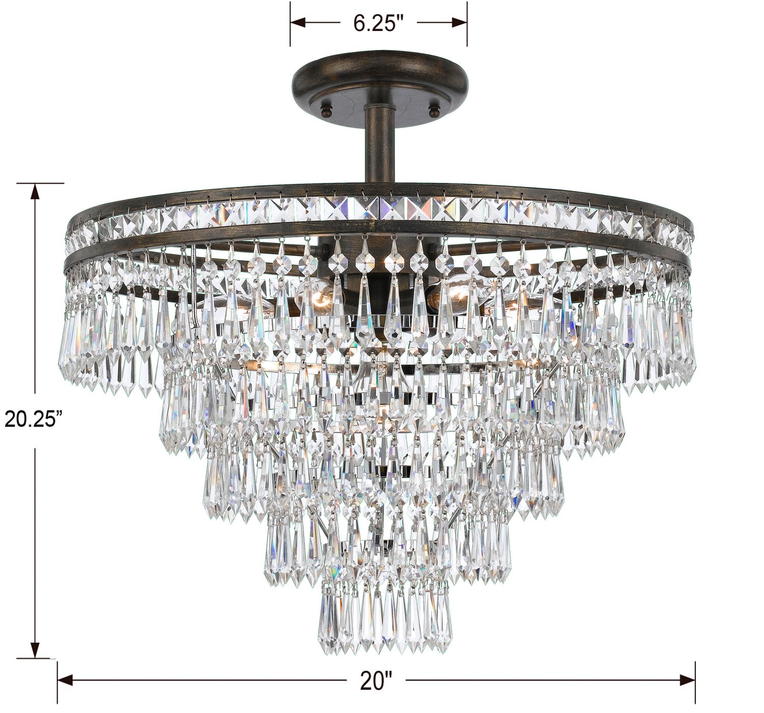 Crystorama - 5264-EB-CL-MWP_CEILING - Seven Light Semi Flush Mount - Mercer - English Bronze