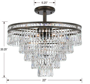 Crystorama - 5264-EB-CL-MWP_CEILING - Seven Light Semi Flush Mount - Mercer - English Bronze