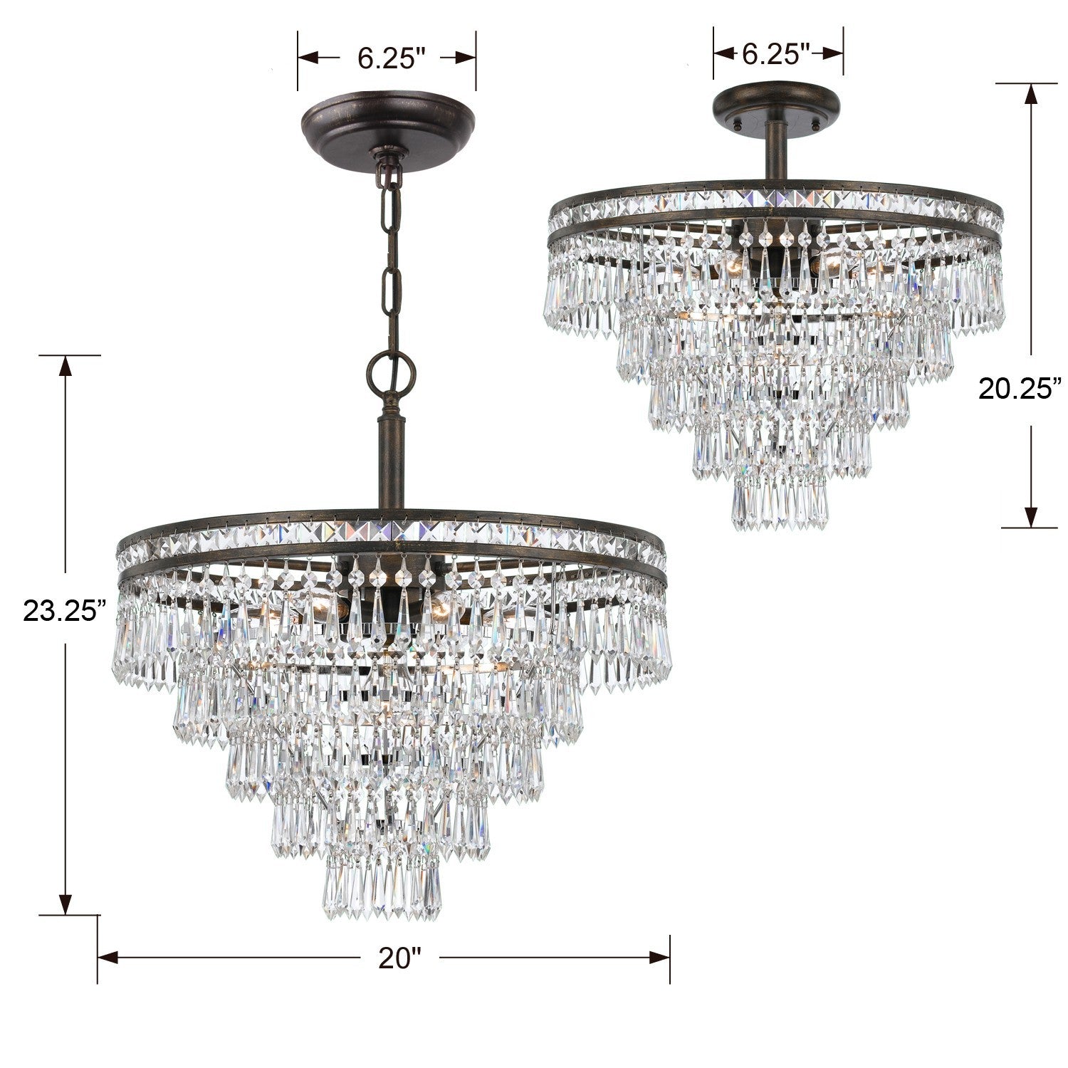 Crystorama - 5264-EB-CL-MWP_CEILING - Seven Light Semi Flush Mount - Mercer - English Bronze