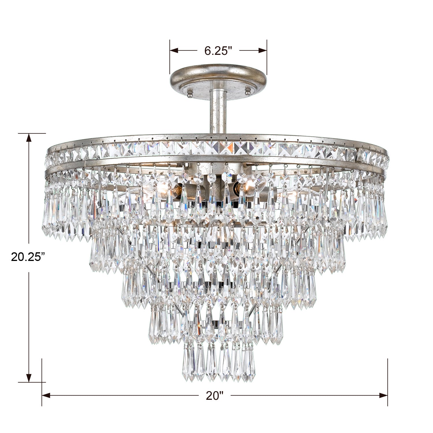 Crystorama - 5264-OS-CL-MWP_CEILING - Seven Light Semi Flush Mount - Mercer - Olde Silver