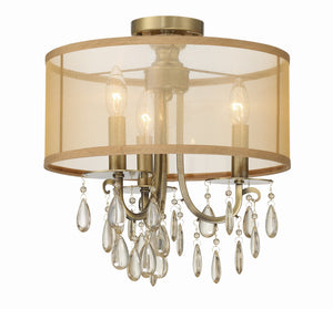 Crystorama - 5623-AB_CEILING - Three Light Semi Flush Mount - Hampton - Antique Brass