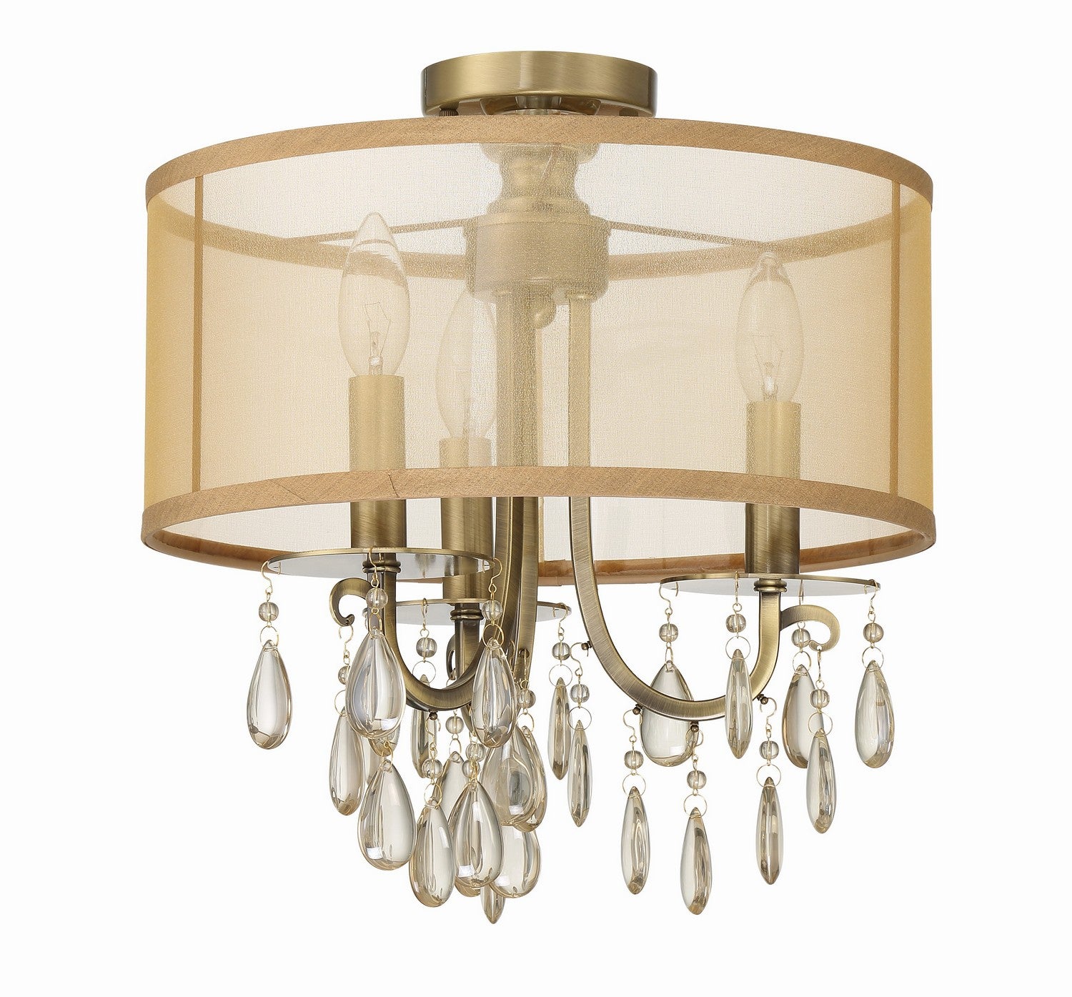 Crystorama - 5623-AB_CEILING - Three Light Semi Flush Mount - Hampton - Antique Brass