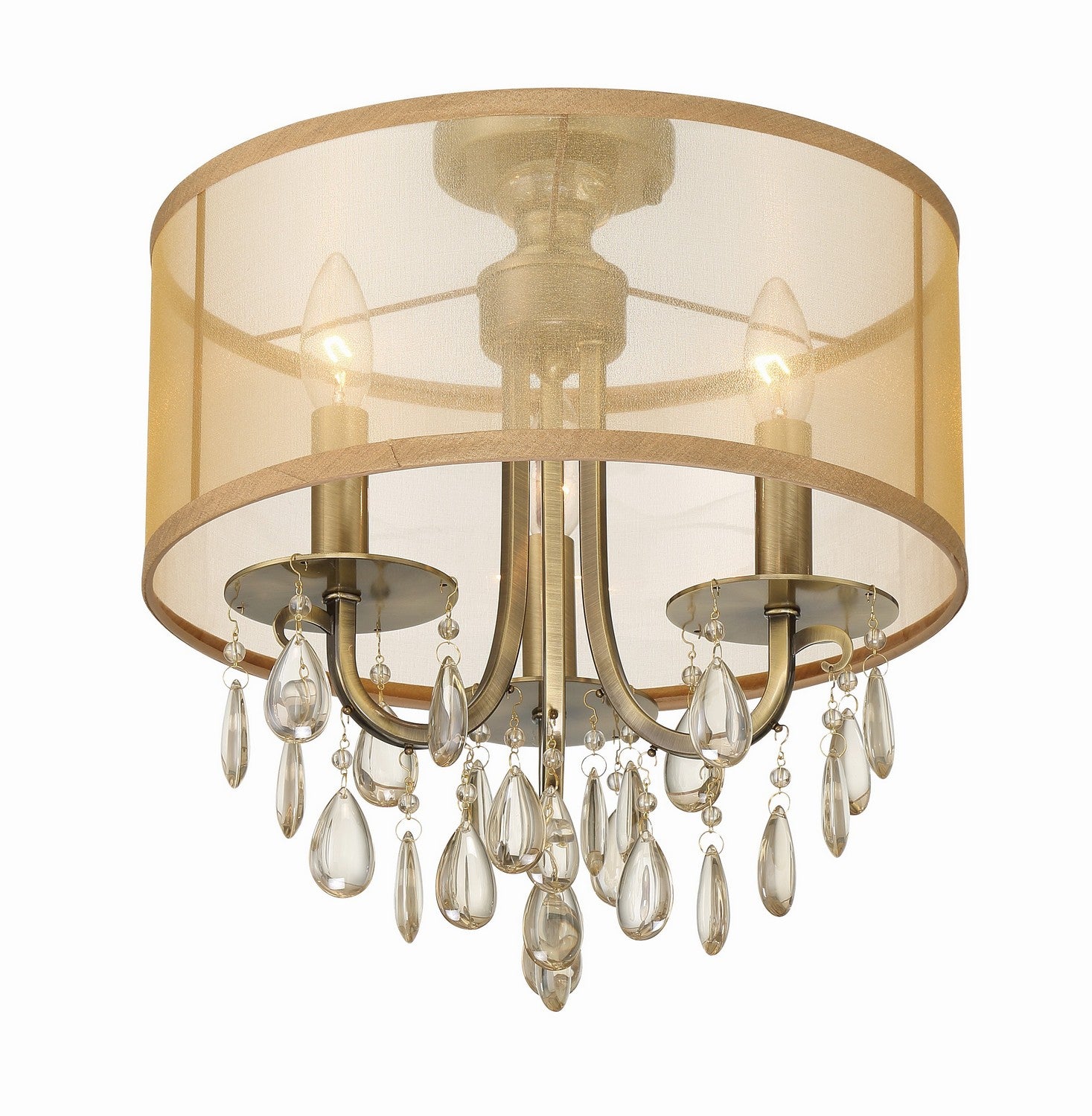 Crystorama - 5623-AB_CEILING - Three Light Semi Flush Mount - Hampton - Antique Brass